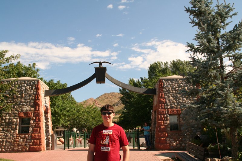 Trip (11).JPG - Kris in front of Eagle Gate, Salt Lake City
